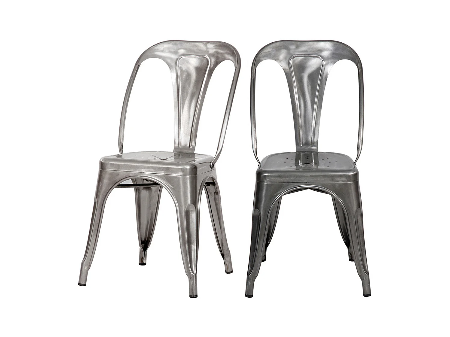 Lote de 2 sillas Indus cromadas de metal cromado para una decoración retro a bajo precio