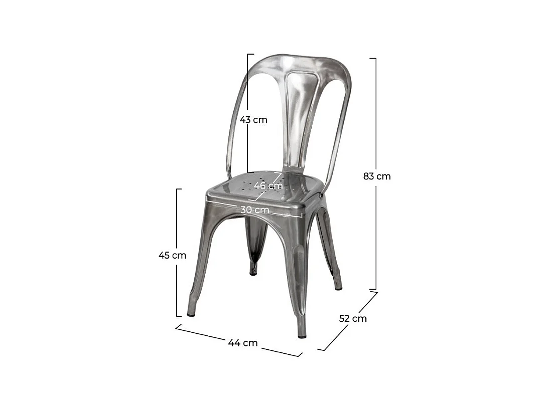 Lote de 2 sillas Indus cromadas de metal cromado para una decoración retro a bajo precio