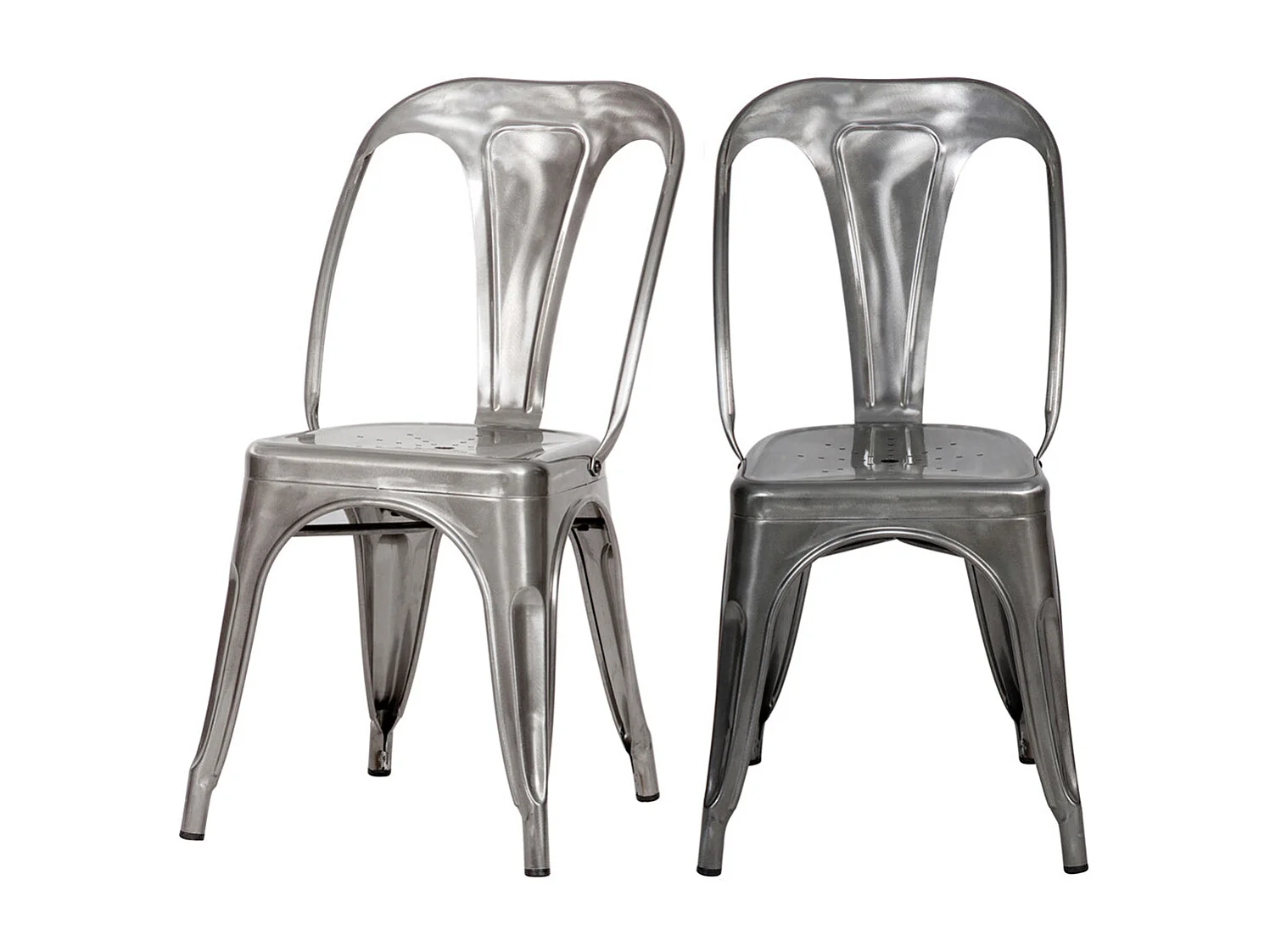 Lote de 2 sillas Indus cromadas de metal cromado para una decoración retro a bajo precio