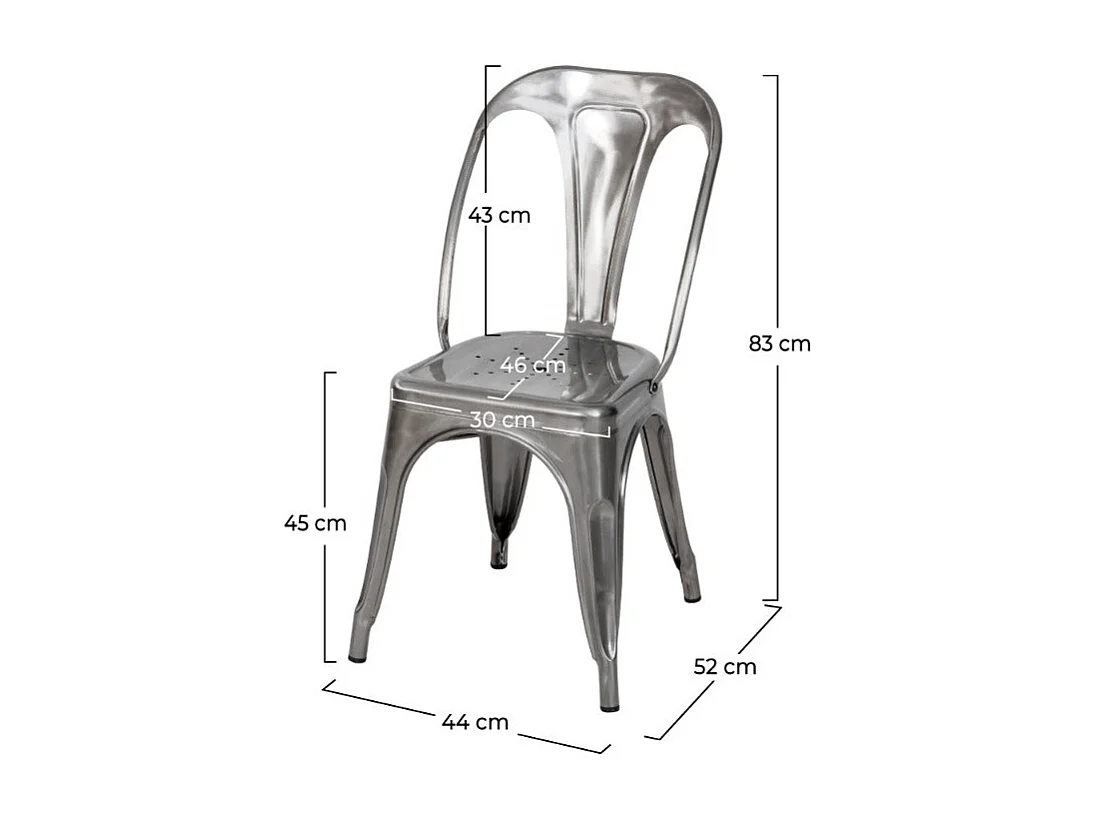Lote de 2 sillas Indus cromadas de metal cromado para una decoración retro a bajo precio