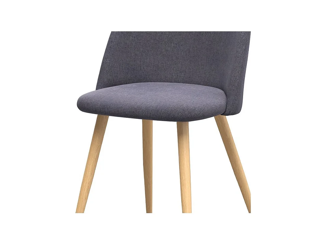 Set de 2 sillas Cozy de tela gris oscuro con patas de metal efecto madera