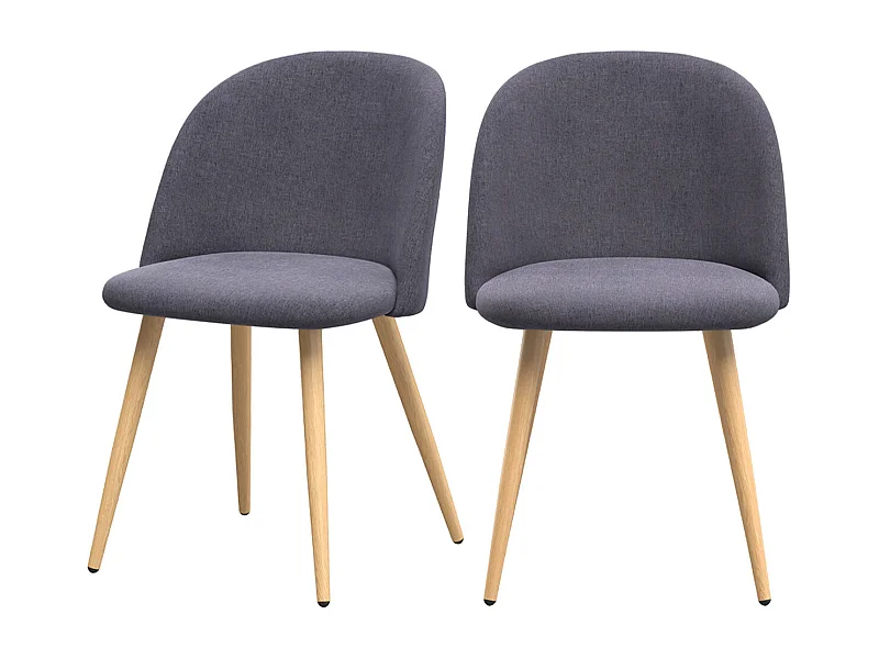 Set de 2 sillas Cozy de tela gris oscuro con patas de metal efecto madera