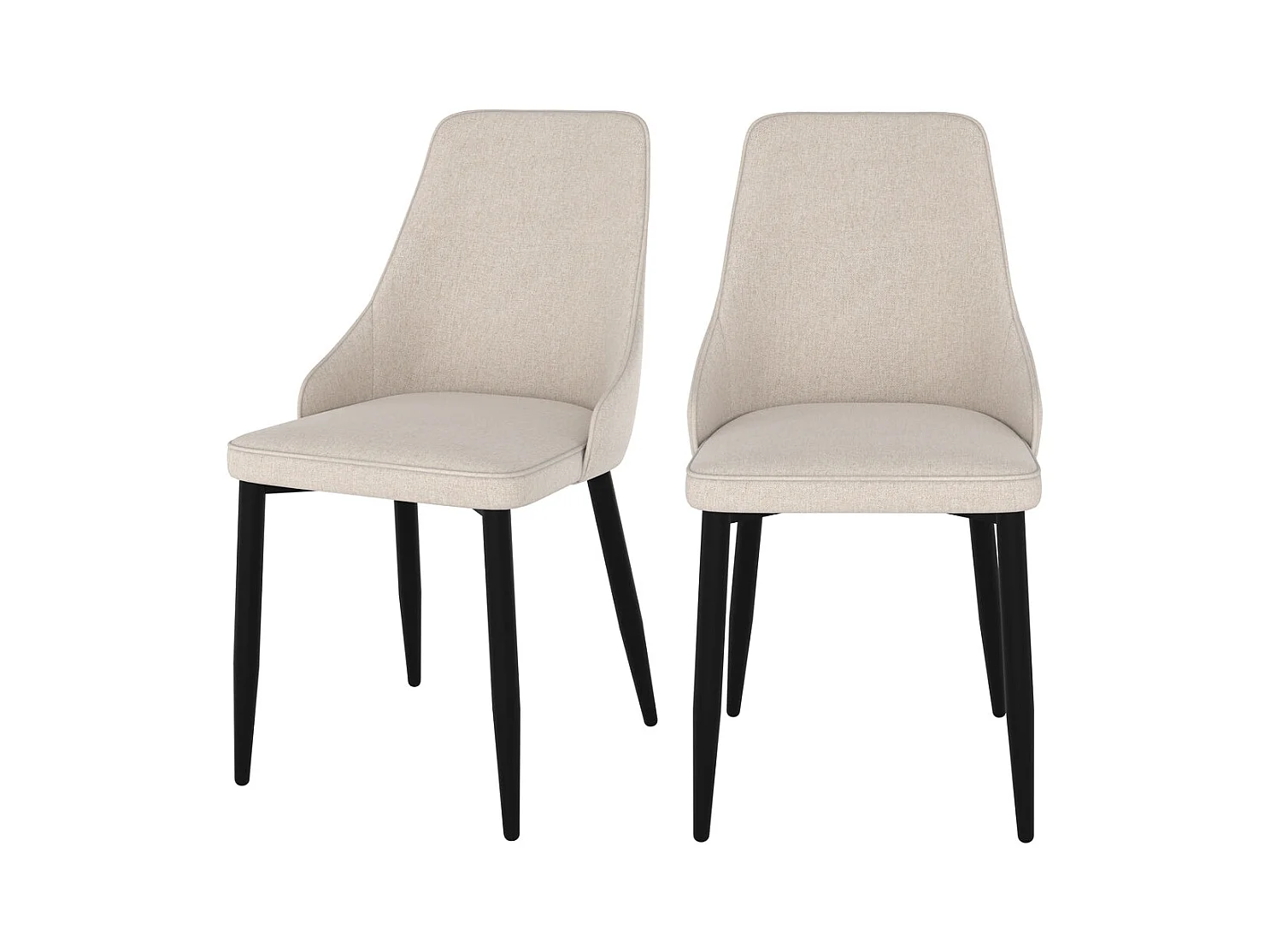 Lot de 2 chaises en tissu beige et pieds en métal - Pipo