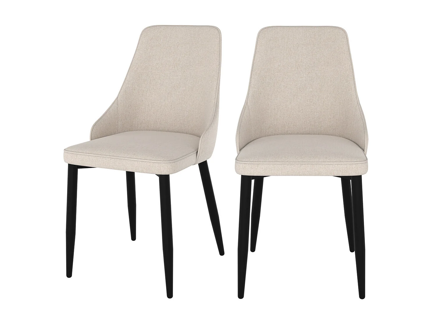 Set di 2 sedie in tessuto beige con gambe in metallo - Pipo