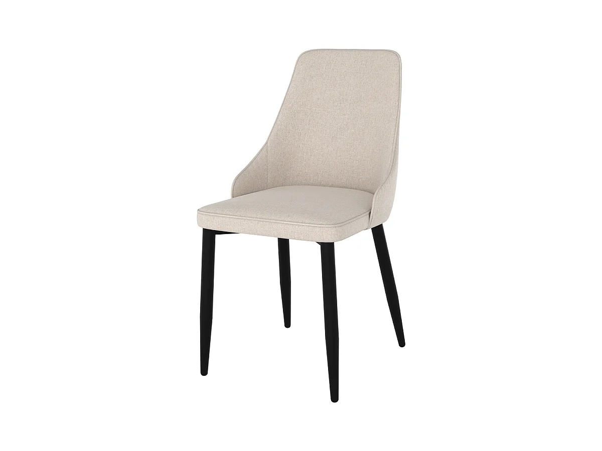 Set de 2 sillas en tela beige con patas de metal - Pipo