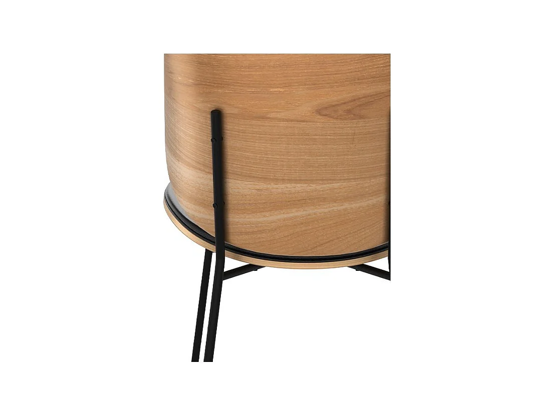 Silla de madera oscura, PU negro y patas de metal negro - Hector