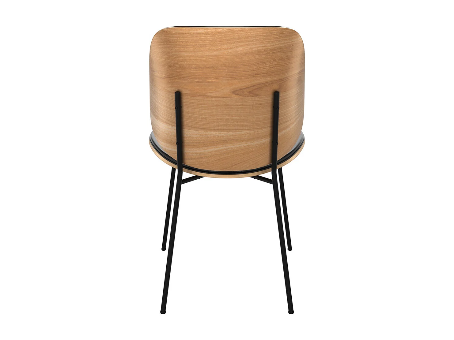 Silla de madera oscura, PU negro y patas de metal negro - Hector