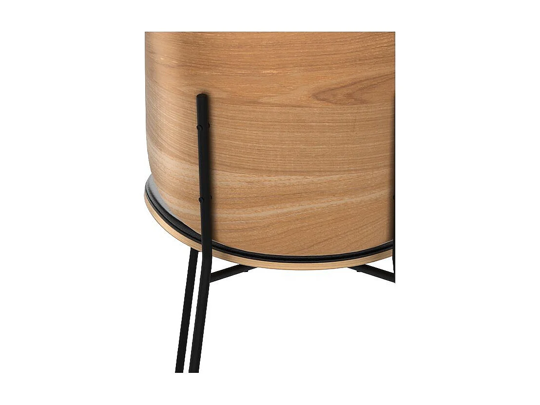 Silla de madera oscura, PU negro y patas de metal negro - Hector