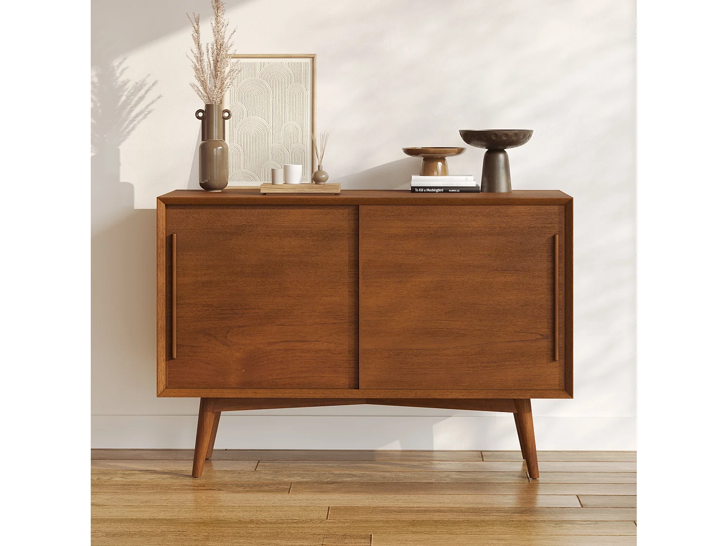 Aparador pequeño con 2 puertas correderas en teca - Waya