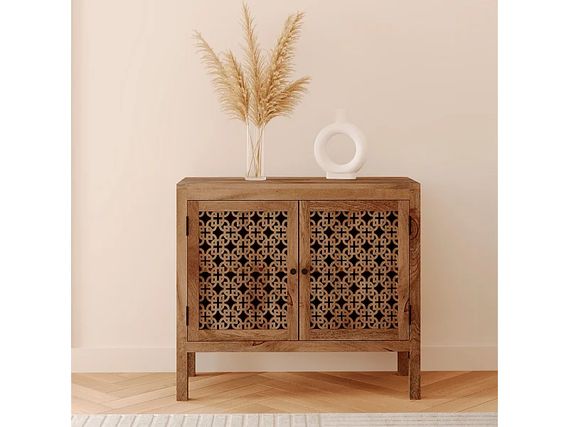 Petit buffet ajouré en bois de manguier - Jaya