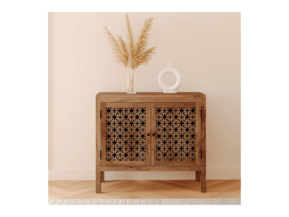 Petit buffet ajouré en bois de manguier - Jaya