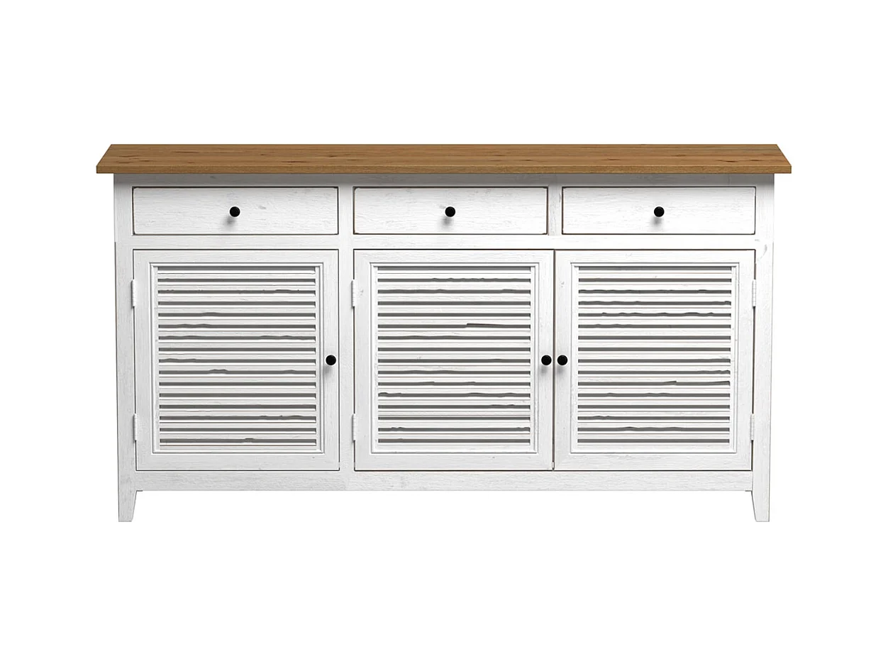 Buffet en bois recyclé blanc effet vieilli - Casa