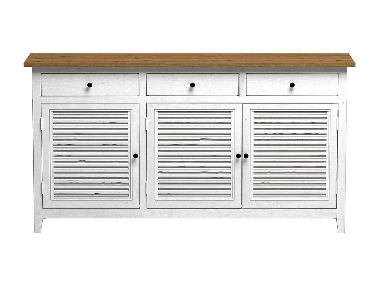 Buffet en bois recyclé blanc effet vieilli - Casa