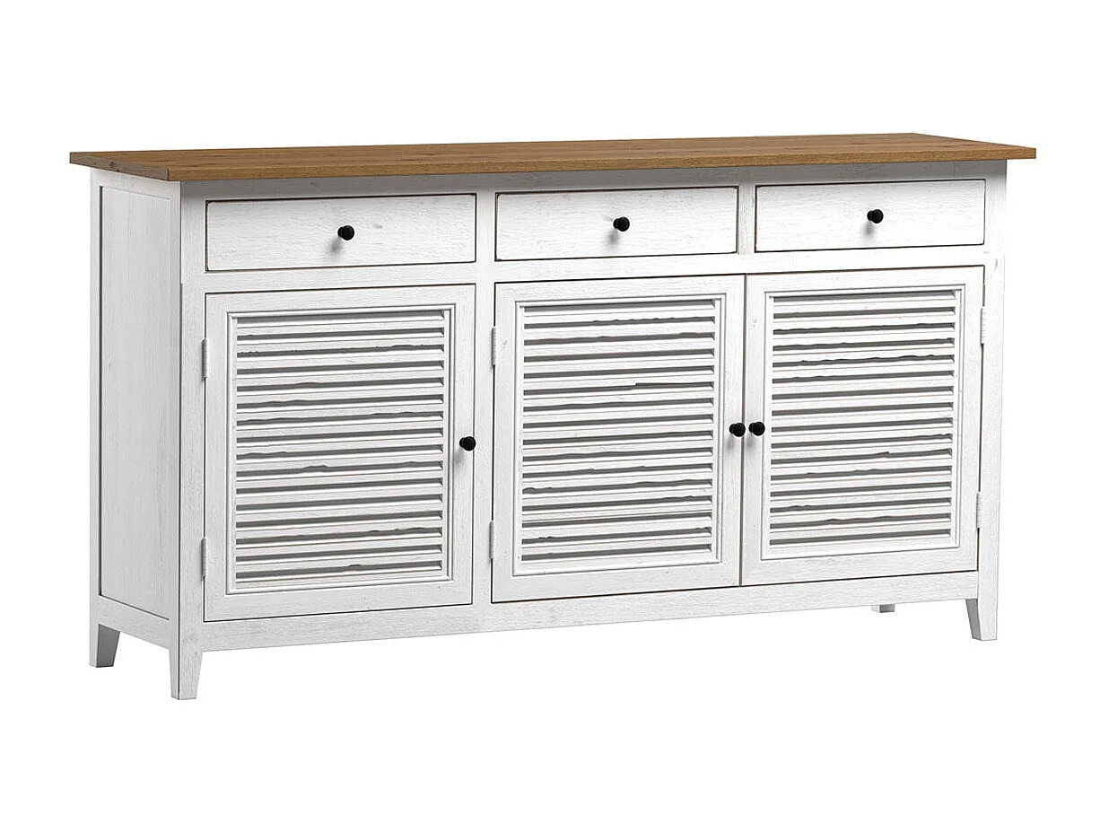 Buffet en bois recyclé blanc effet vieilli - Casa