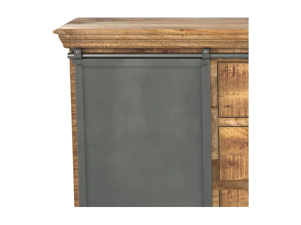 Grande credenza 3 porte 3 cassetti in legno e metallo - Tabuk