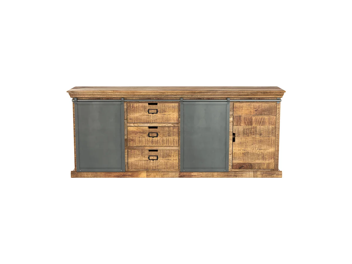 Aparador grande de madera y metal 3 puertas 3 cajones - Tabuk