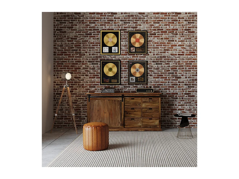 Buffet en bois recyclé, 6 tiroirs et 1 porte coulissante - Sari