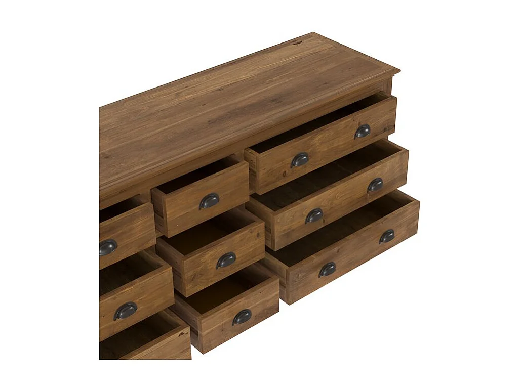 Credenza a 9 cassetti in legno di cedro riciclato - Tobias