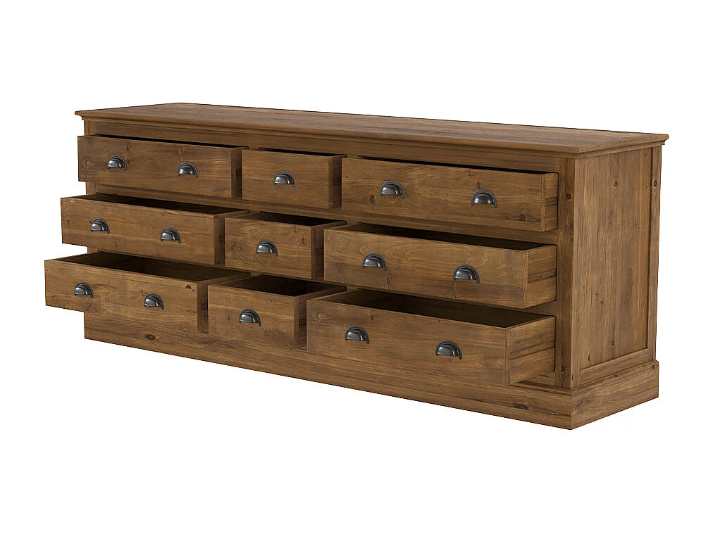 Buffet 9 tiroirs en bois de cèdre recyclé - Tobias