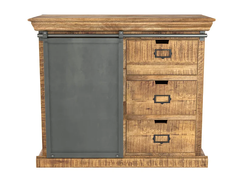 Piccola credenza a 1 anta 3 cassetti in legno e metallo - Tabuk
