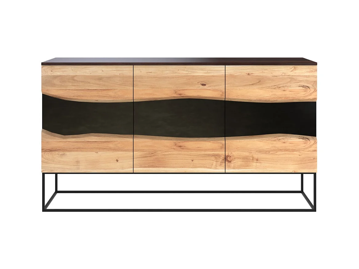 Buffet 3 portes en bois d'acacia et métal noir - Alabama