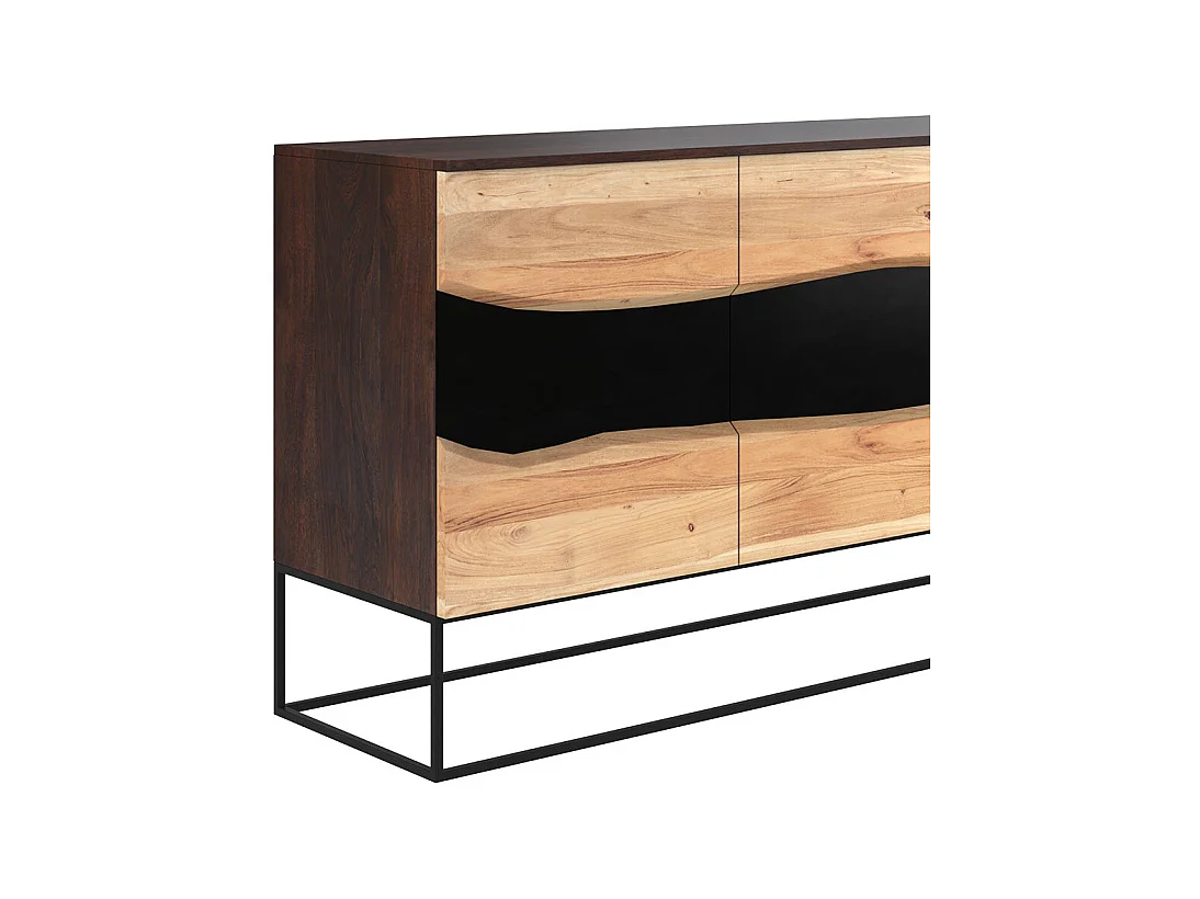 Buffet 3 portes en bois d'acacia et métal noir - Alabama