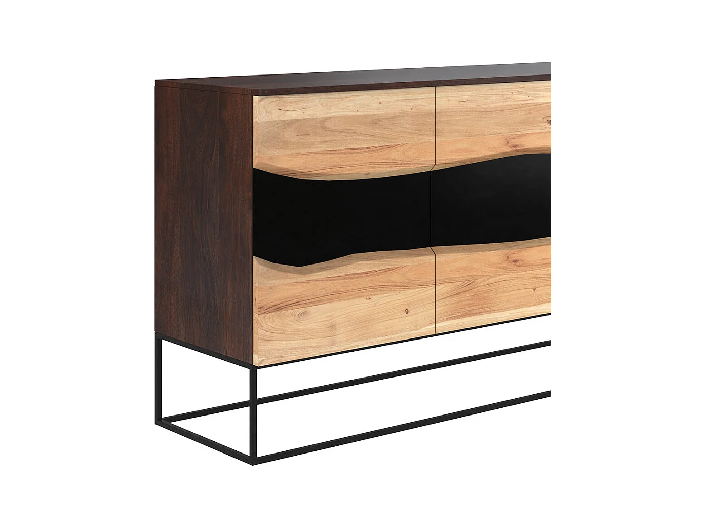 Buffet 3 portes en bois d'acacia et métal noir - Alabama