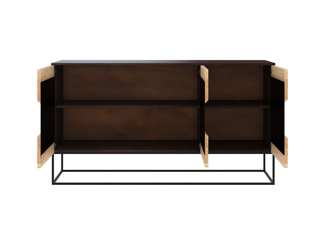 Buffet 3 portes en bois d'acacia et métal noir - Alabama