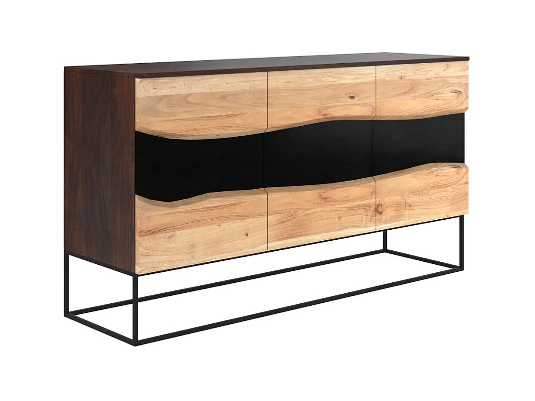 Buffet 3 portes en bois d'acacia et métal noir - Alabama