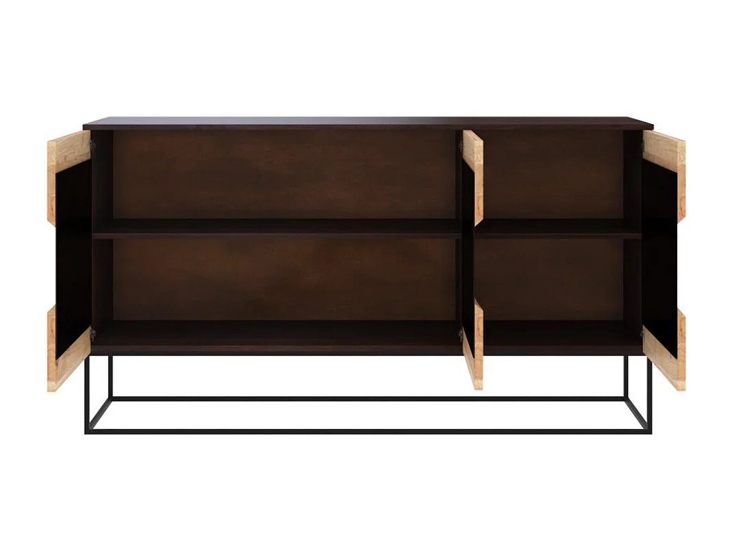 Buffet 3 portes en bois d'acacia et métal noir - Alabama
