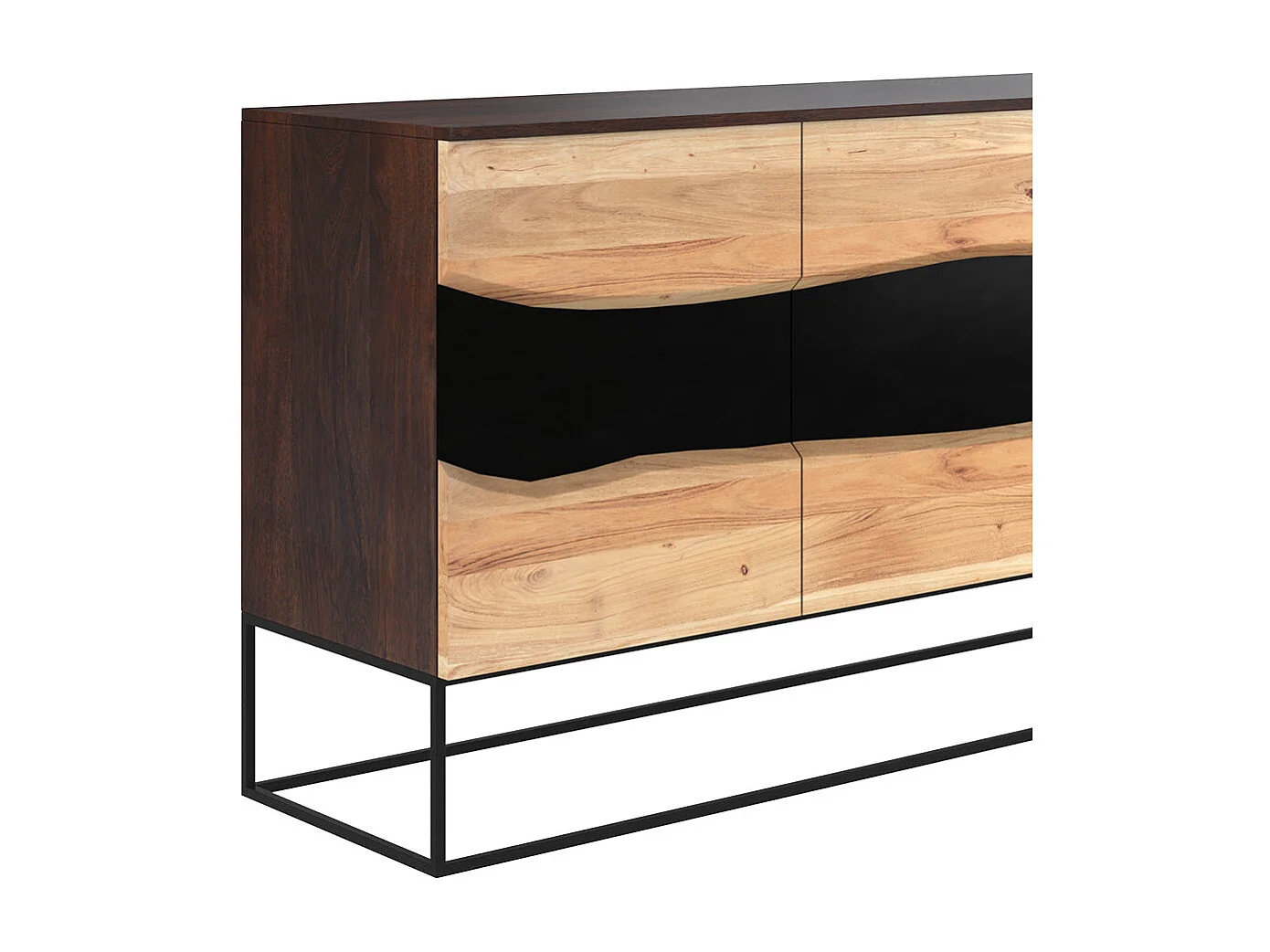 Buffet 3 portes en bois d'acacia et métal noir - Alabama