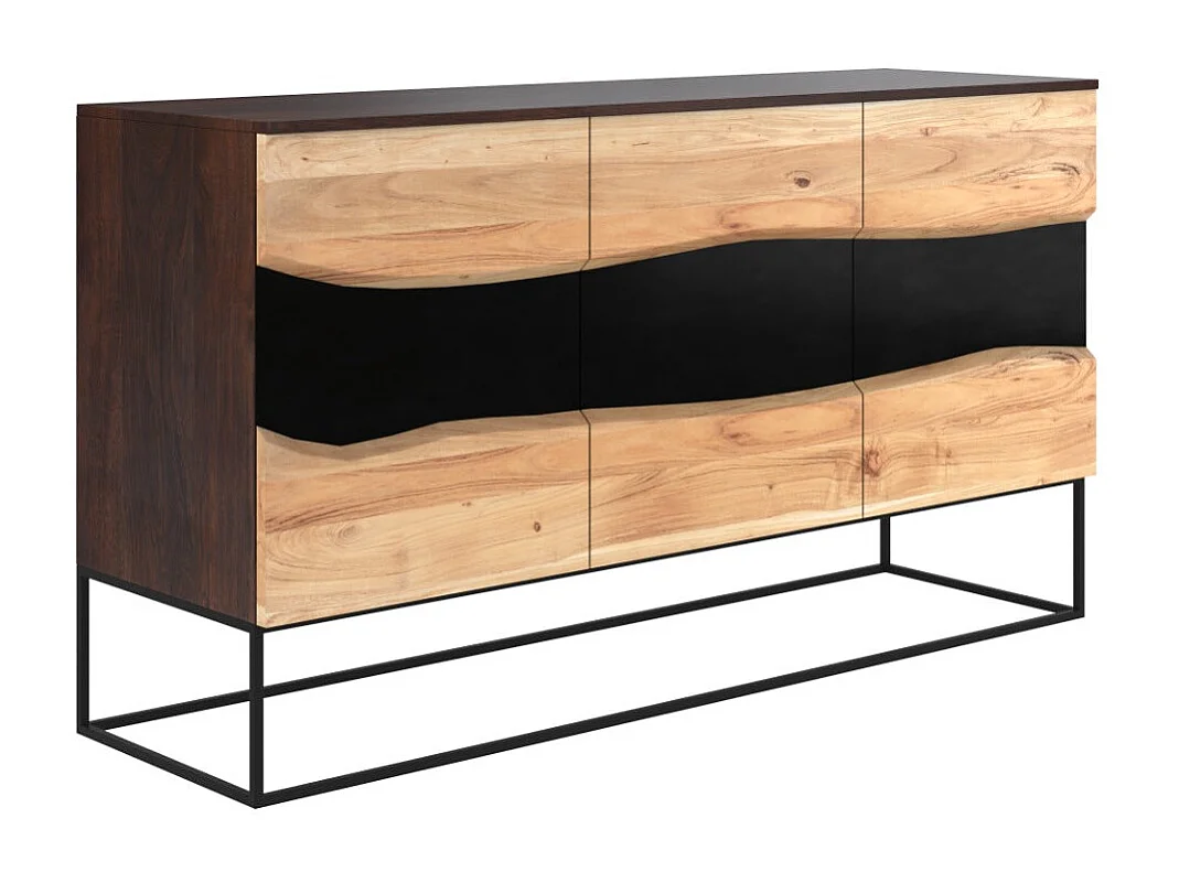 Buffet 3 portes en bois d'acacia et métal noir - Alabama