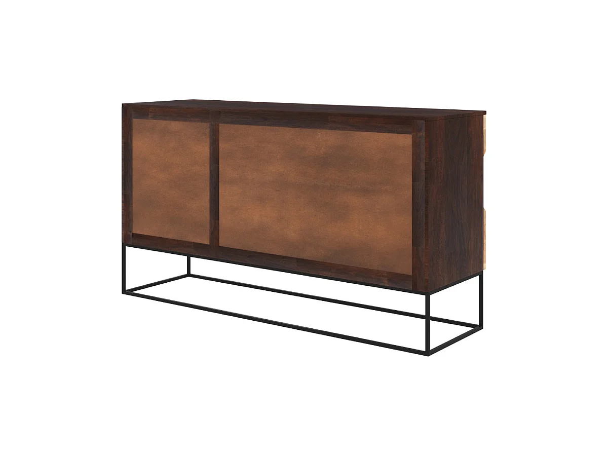 Buffet a 3 porte in legno di acacia e metallo nero - Alabama