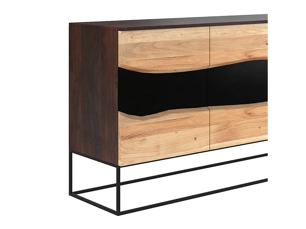 Buffet a 3 porte in legno di acacia e metallo nero - Alabama