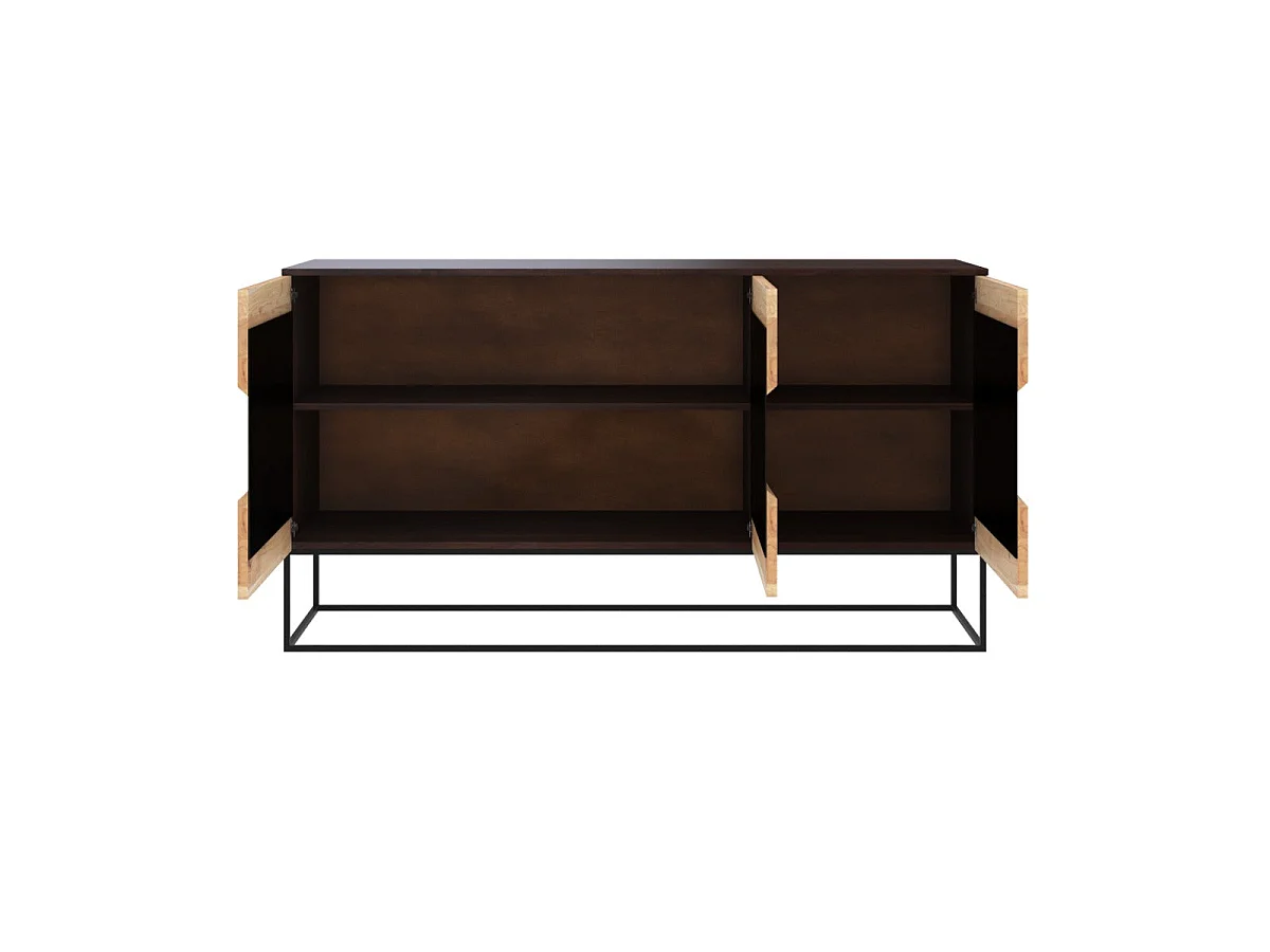 Buffet a 3 porte in legno di acacia e metallo nero - Alabama