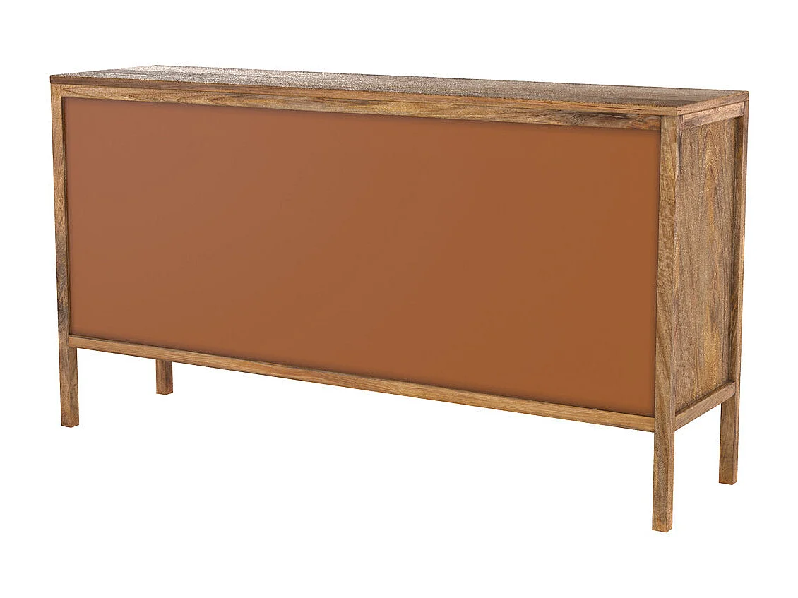 Buffet en cannage et bois 2 portes 3 tiroirs - Tiki