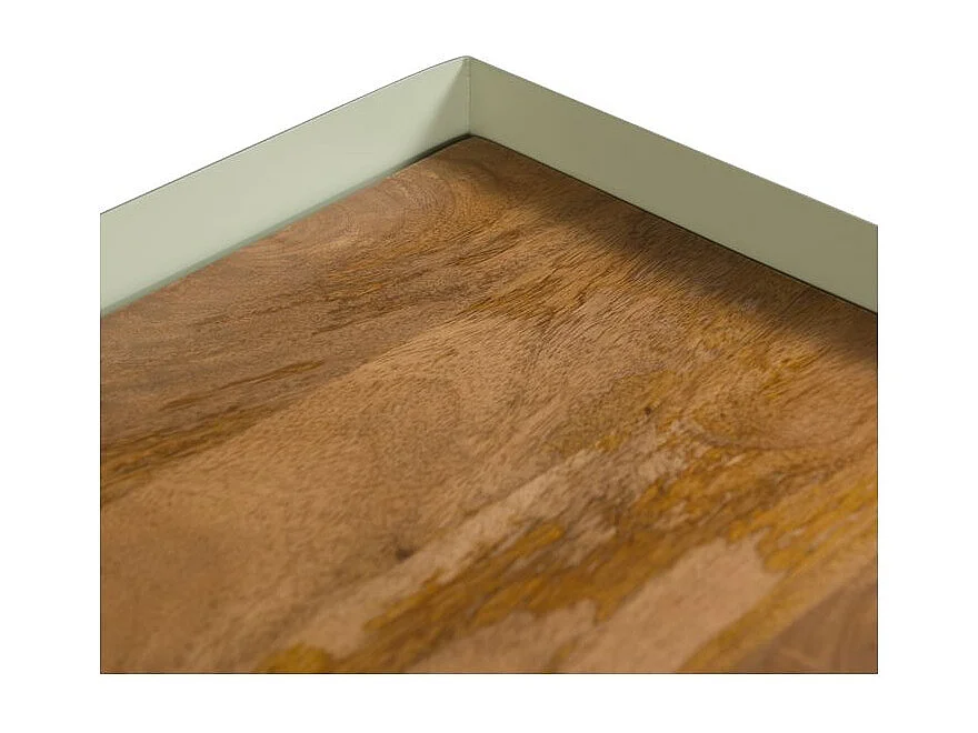 Credenza a 2 ante, 2 cassetti in metallo verde, legno di mango e vetro - Marnie