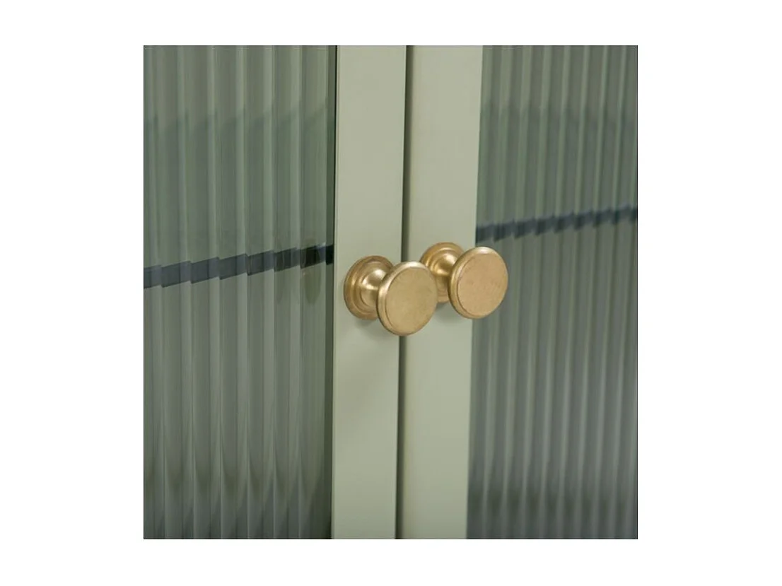 Aparador 2 puertas con 2 cajones en metal, madera de mango y cristal - Marnie