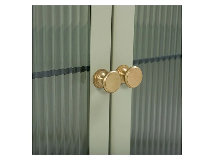 Aparador 2 puertas con 2 cajones en metal, madera de mango y cristal - Marnie