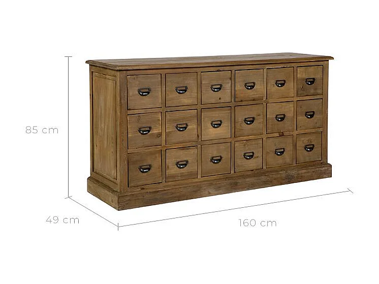Credenza 18 cassetti in legno di recupero - Miramas