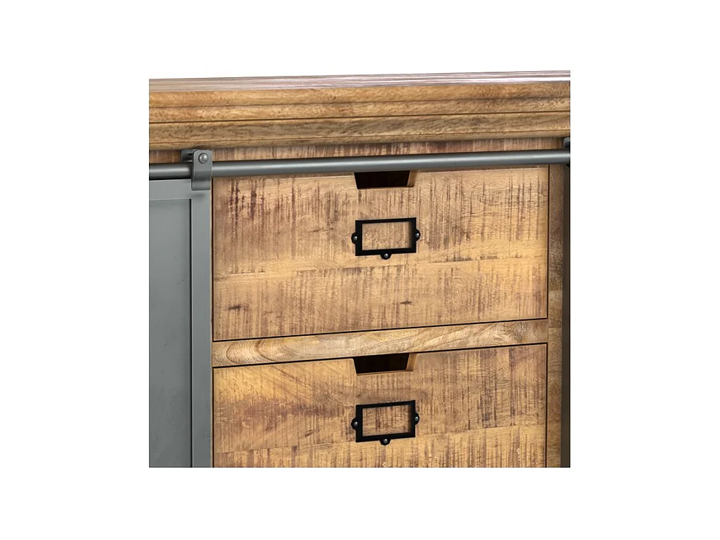Aparador de madera 3 cajones 2 puertas metálicas correderas - Tabuk