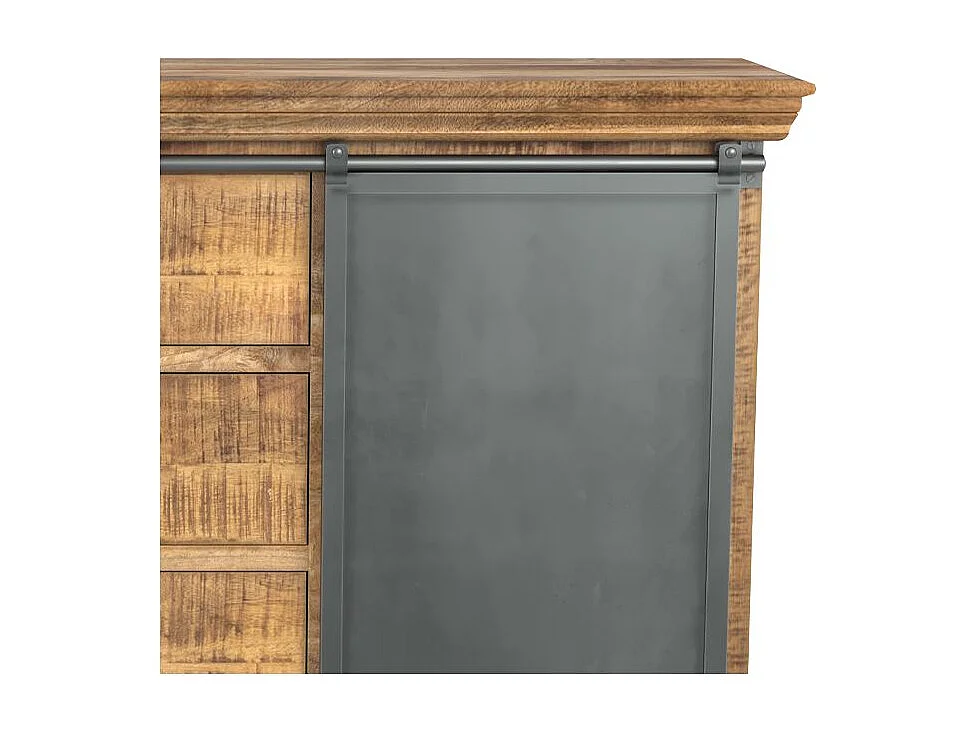 Buffet en bois 3 tiroirs 2 portes coulissantes en métal - Tabuk