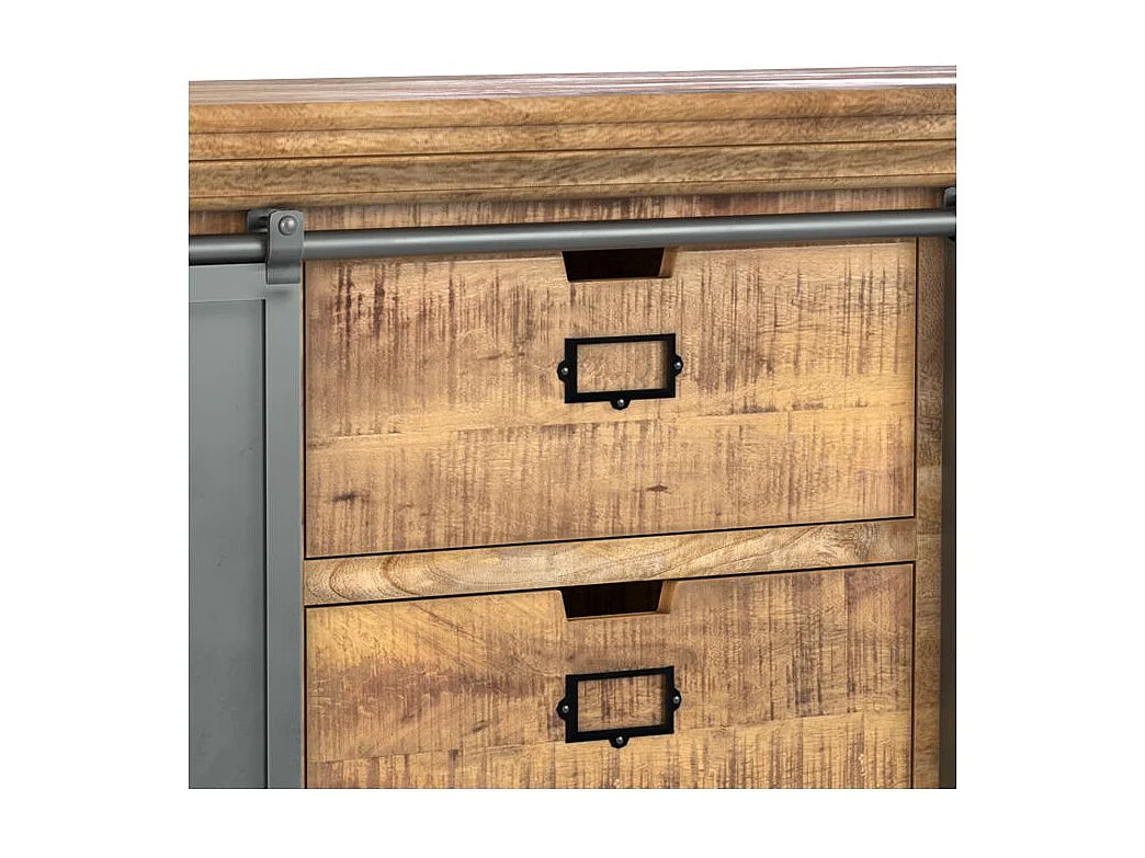 Buffet en bois 3 tiroirs 2 portes coulissantes en métal - Tabuk