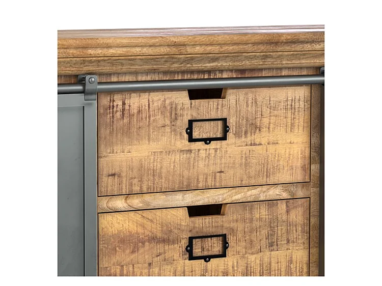 Buffet en bois 3 tiroirs 2 portes coulissantes en métal - Tabuk