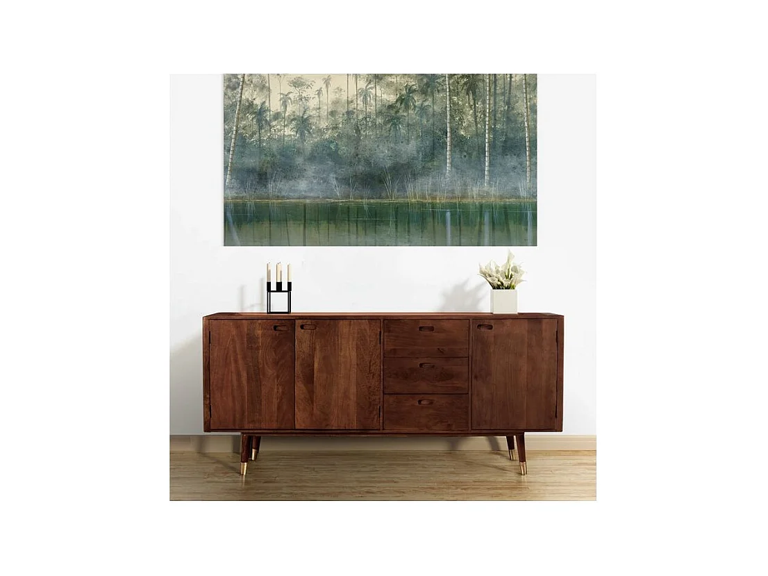 Buffet en bois massif 3 portes 3 tiroirs et détails dorés - Colombo