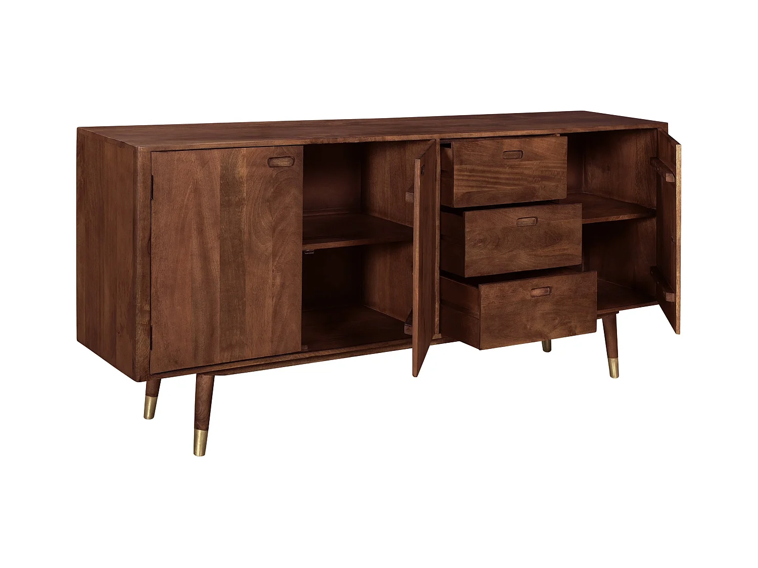 Buffet en bois massif 3 portes 3 tiroirs et détails dorés - Colombo