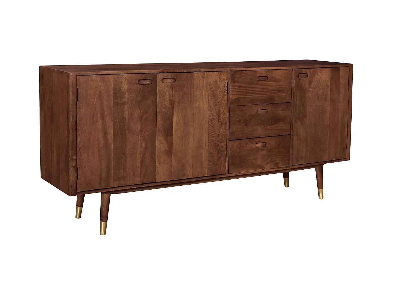 Buffet en bois massif 3 portes 3 tiroirs et détails dorés - Colombo