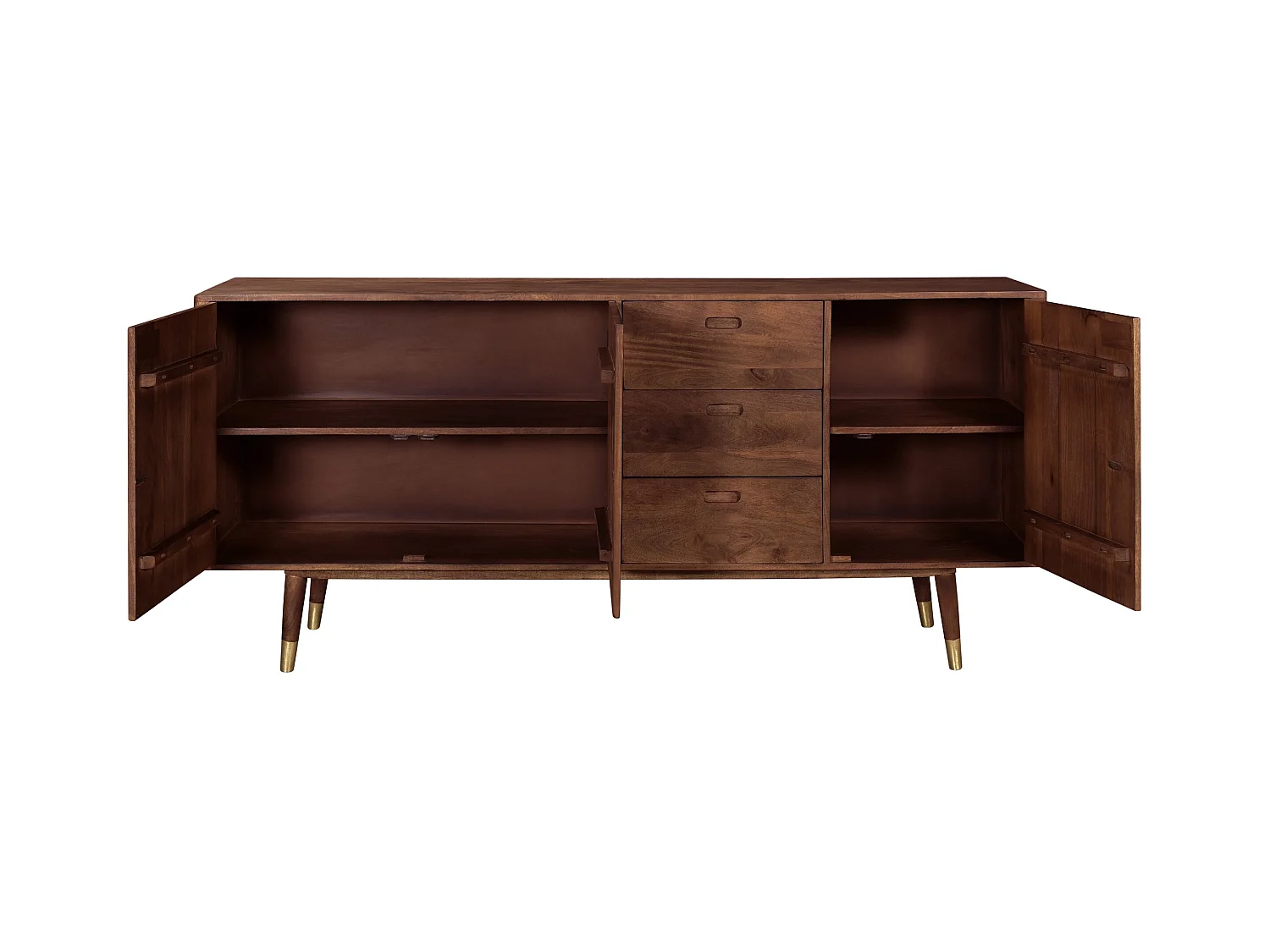 Buffet en bois massif 3 portes 3 tiroirs et détails dorés - Colombo