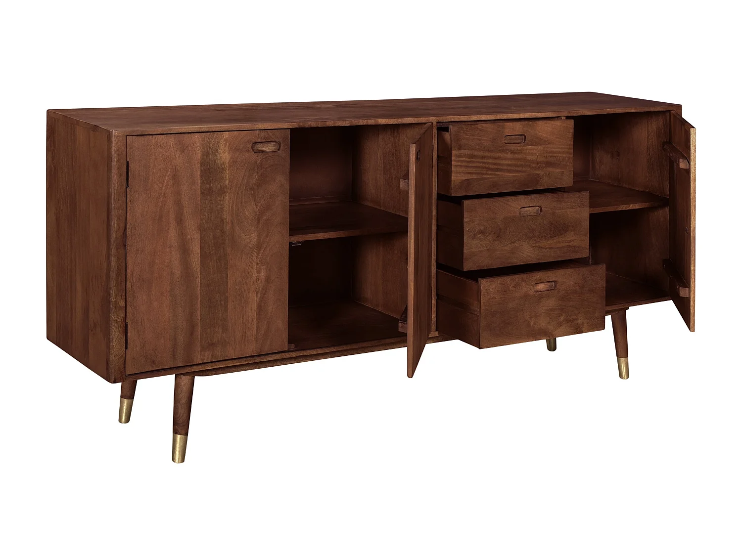 Credenza in legno massiccio 3 porte 3 cassetti e dettagli in oro - Colombo