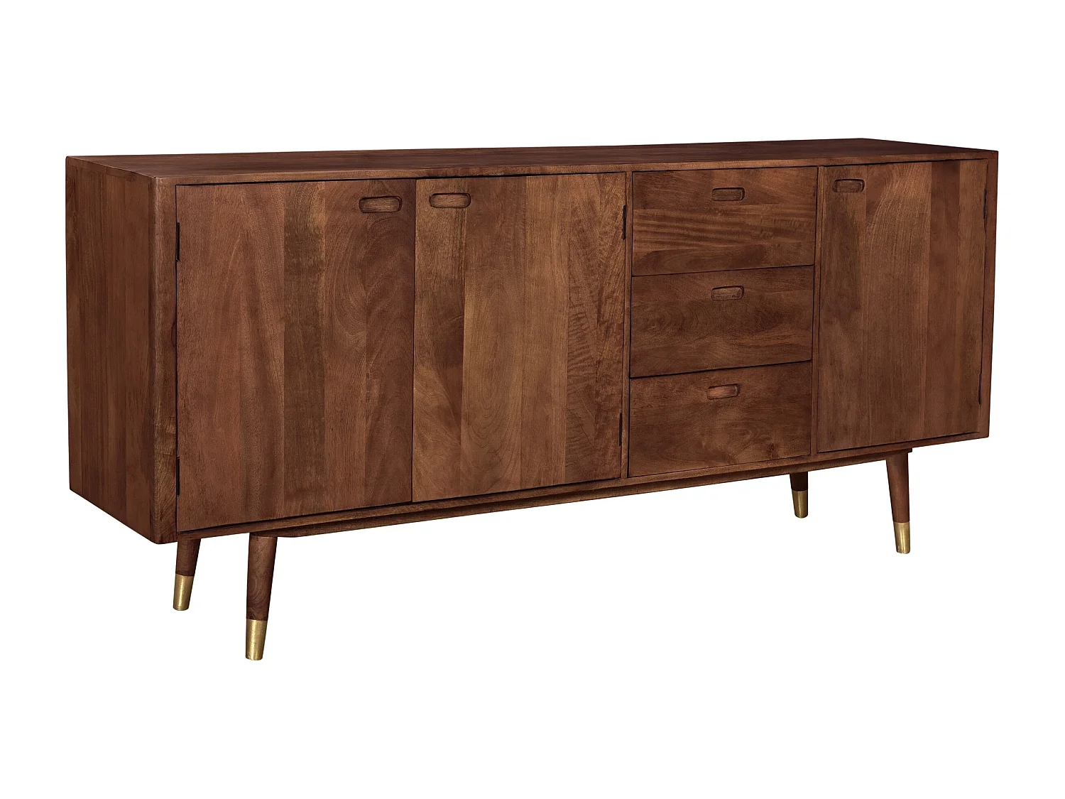 Credenza in legno massiccio 3 porte 3 cassetti e dettagli in oro - Colombo